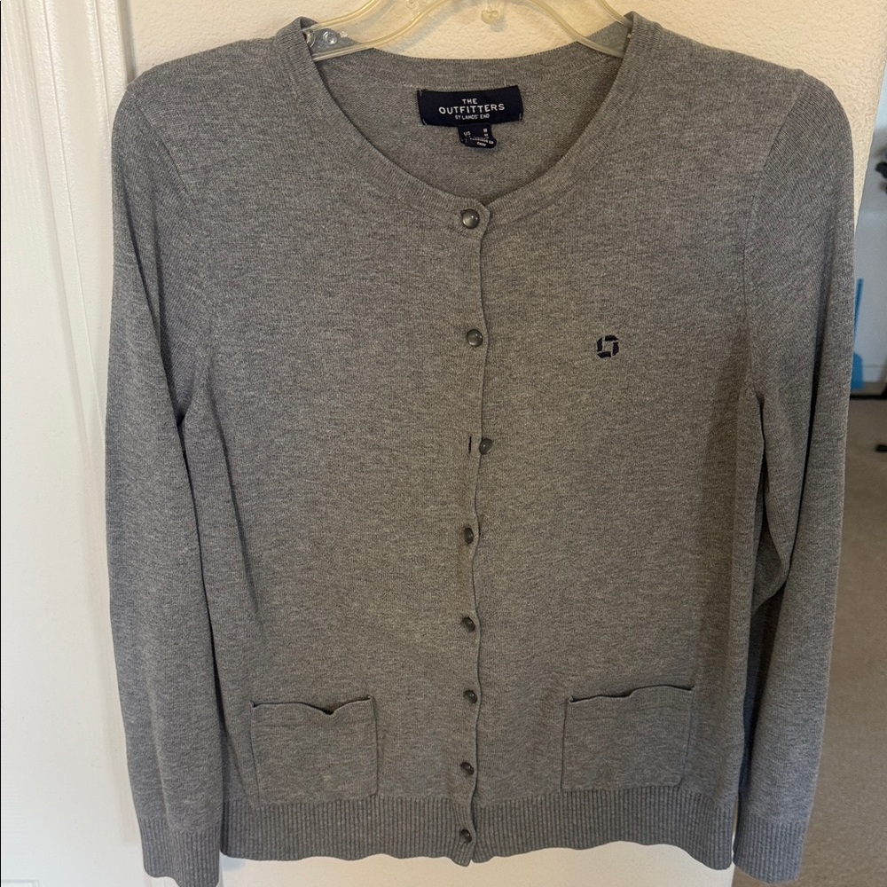 Chase Lands' End Women's Gray Cardigan Sweater